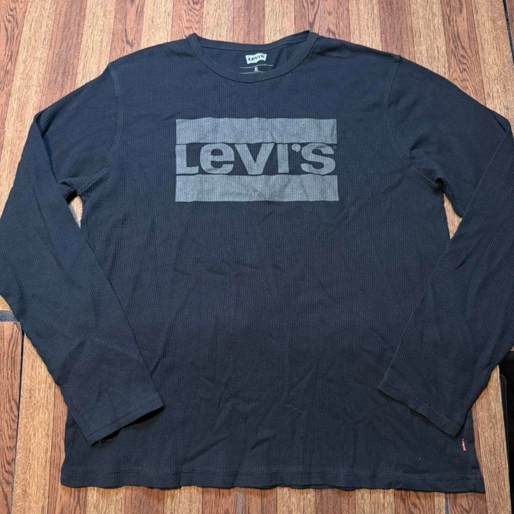 Levi's Black Knit‎ Thermal Waffle Sleeve Shirt XL